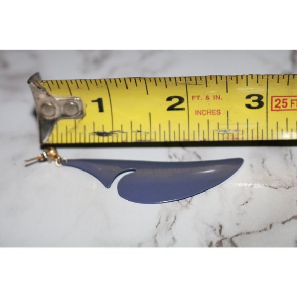 Blue Art Nuevo Geometric Shape Post Earrings - Picture 3 of 3